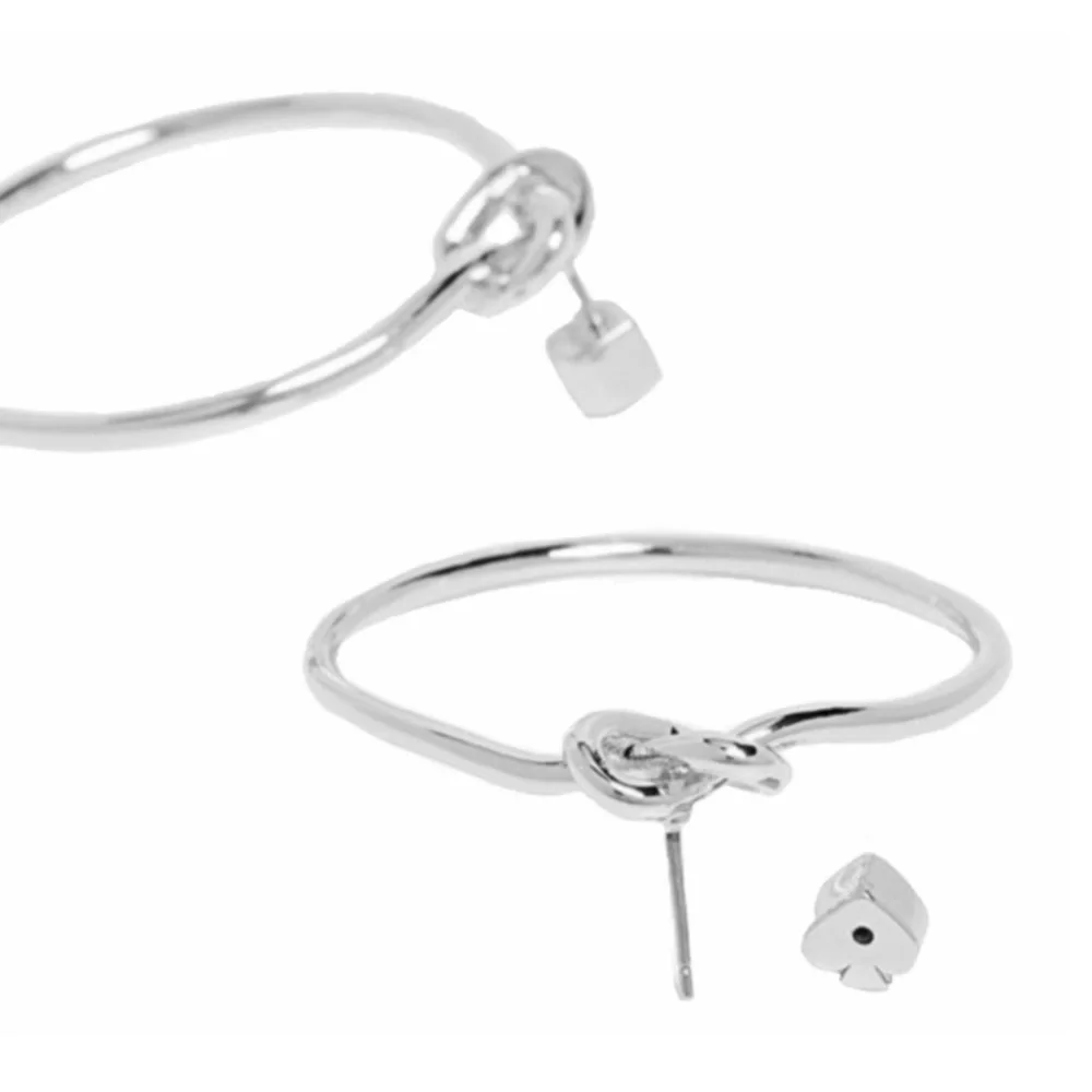 KATE SPADE • Silver Loves Me Knot Hoop Earrings - Picture 3 of 4